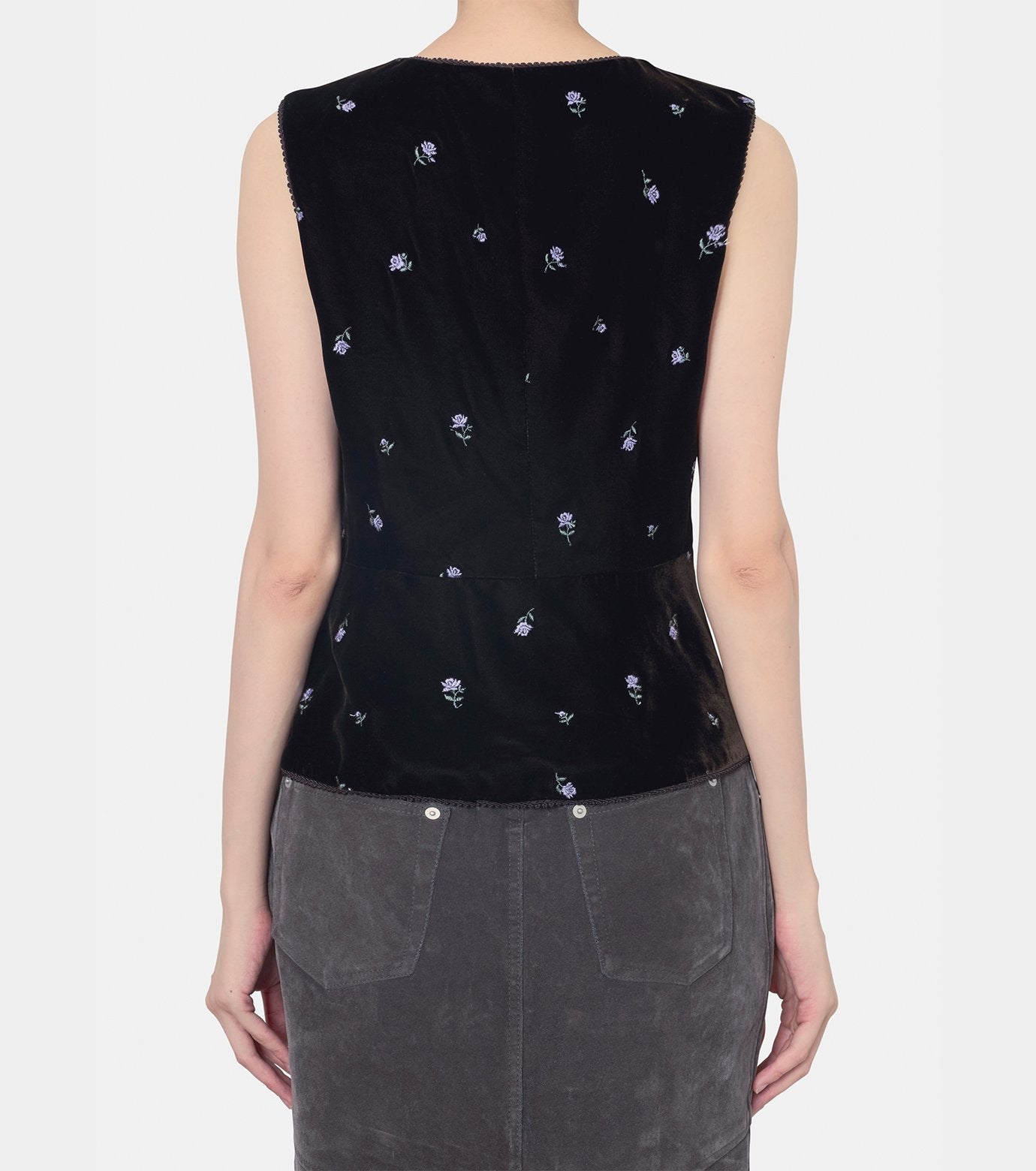 Rose Emb Velvet Gilet