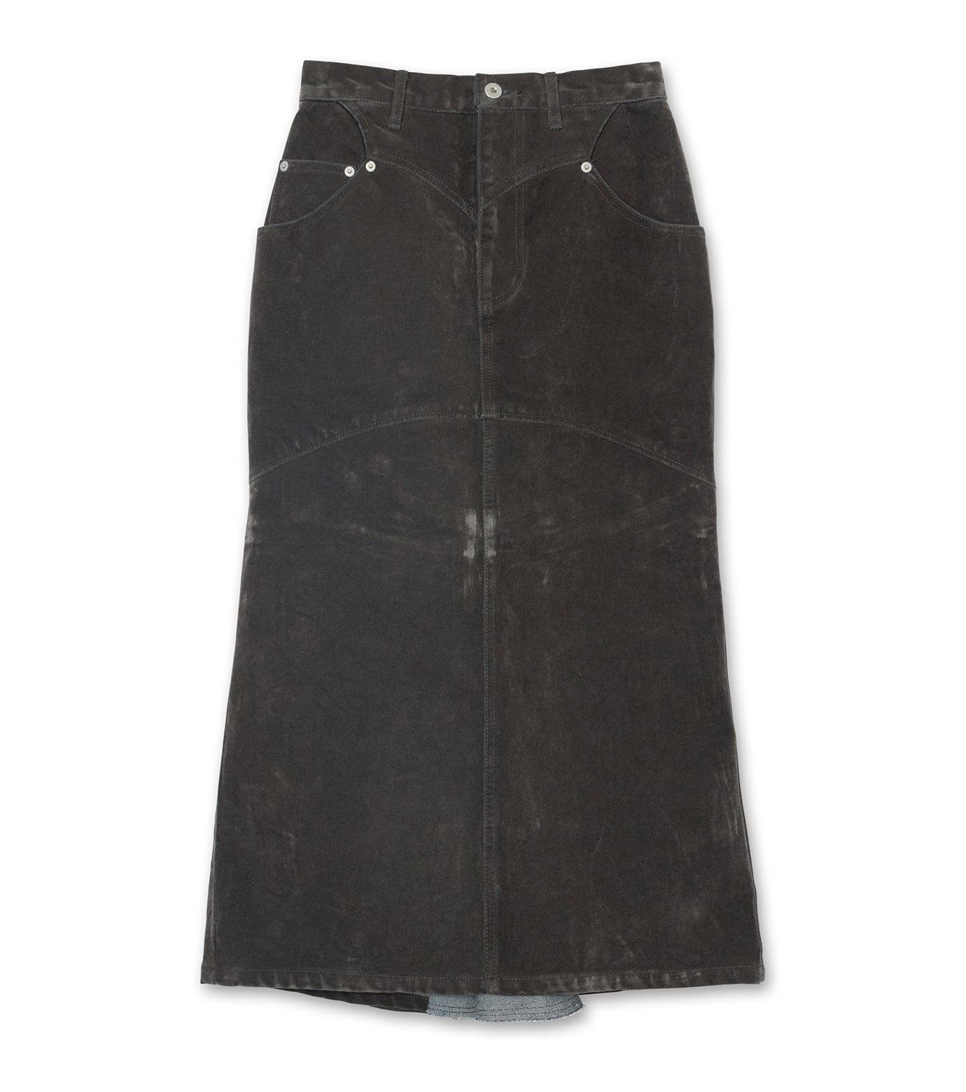 Flocked Denim Back Flare Skirt