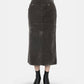 Flocked Denim Back Flare Skirt