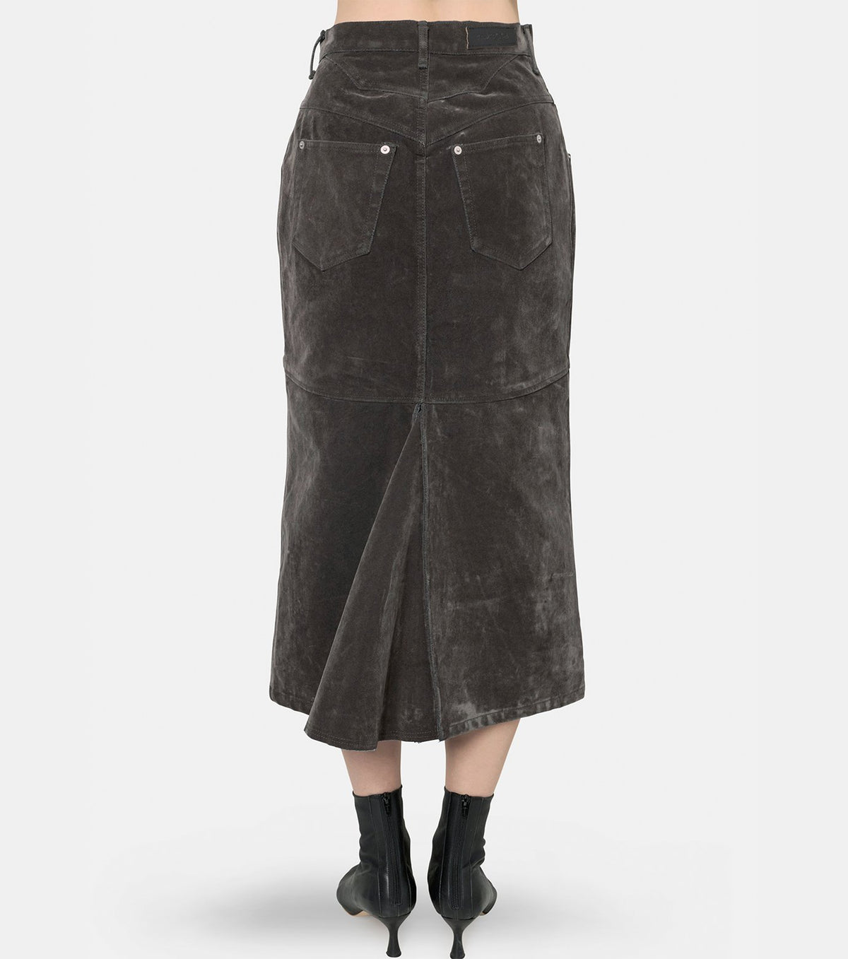 Flocked Denim Back Flare Skirt