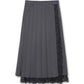 Fine Wool Pleated Skirt w/Lace