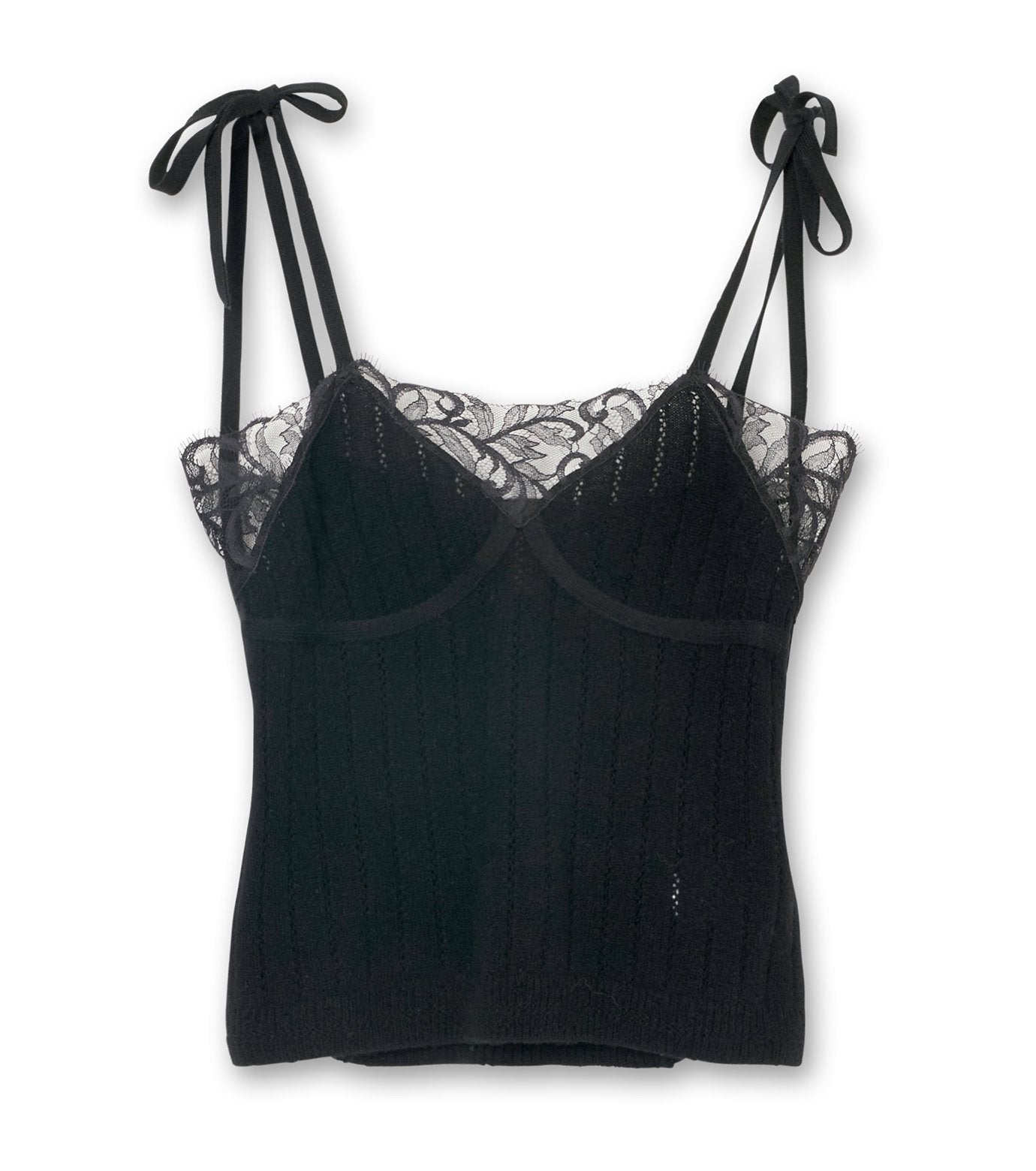 Hairy Lace Paneled Rib-Back Camisole