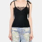 Hairy Lace Paneled Rib-Back Camisole