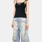 Hairy Lace Paneled Rib-Back Camisole