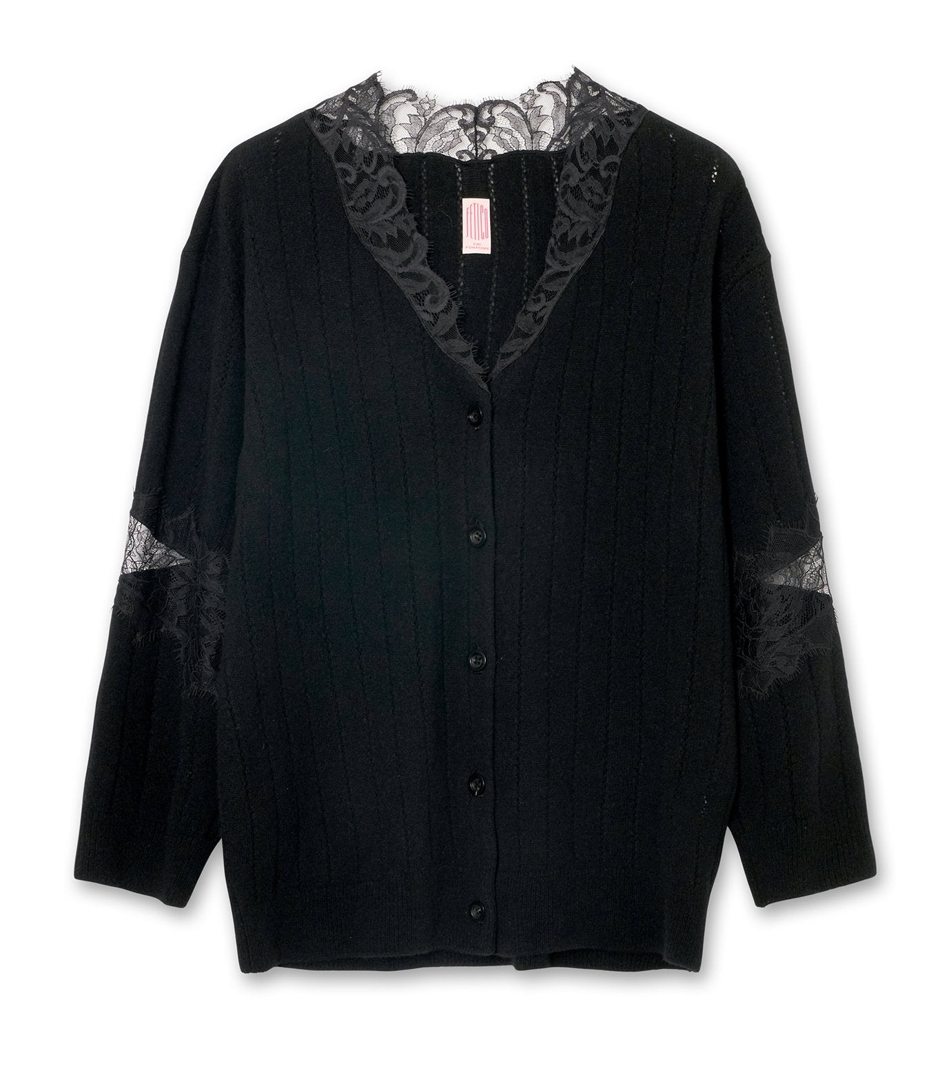 Oversized Hairly Lace Paneled Knit