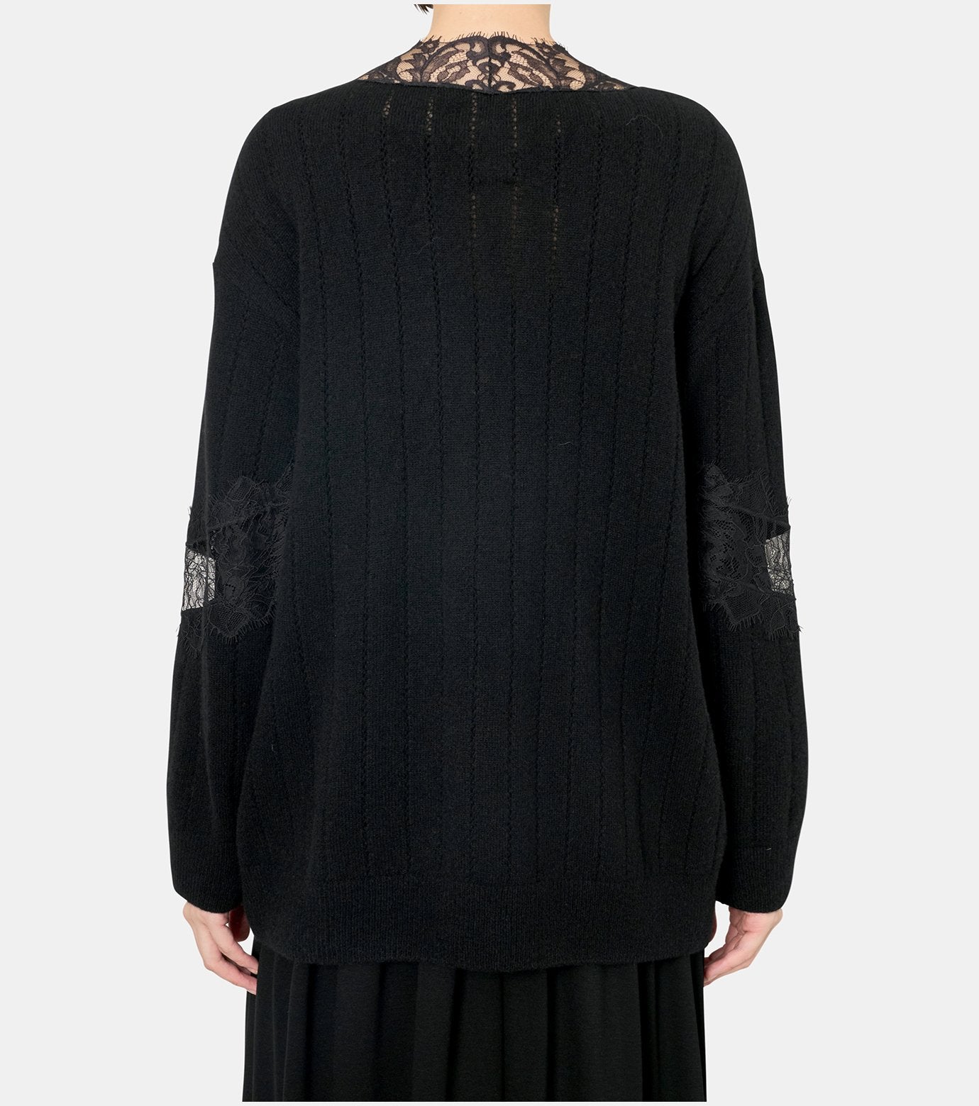 Oversized Hairly Lace Paneled Knit