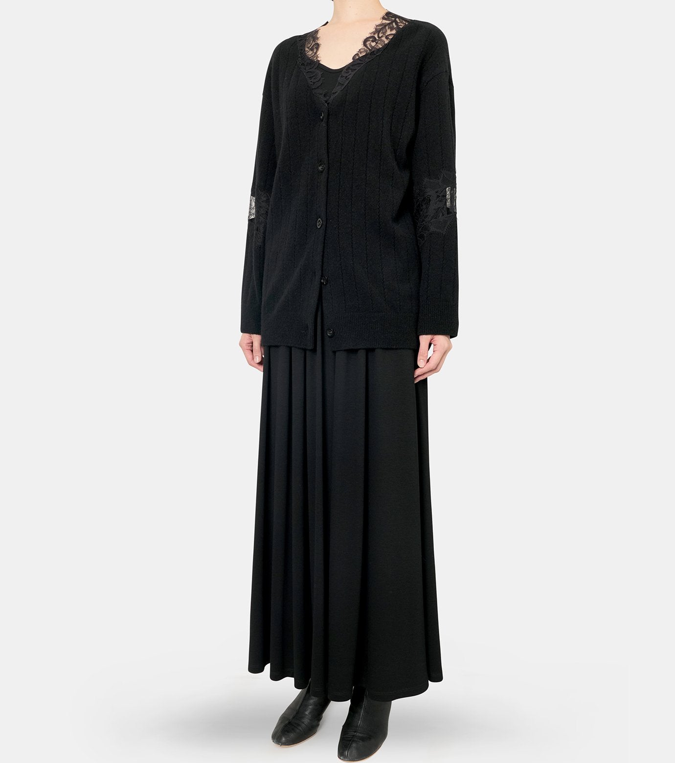 Oversized Hairly Lace Paneled Knit
