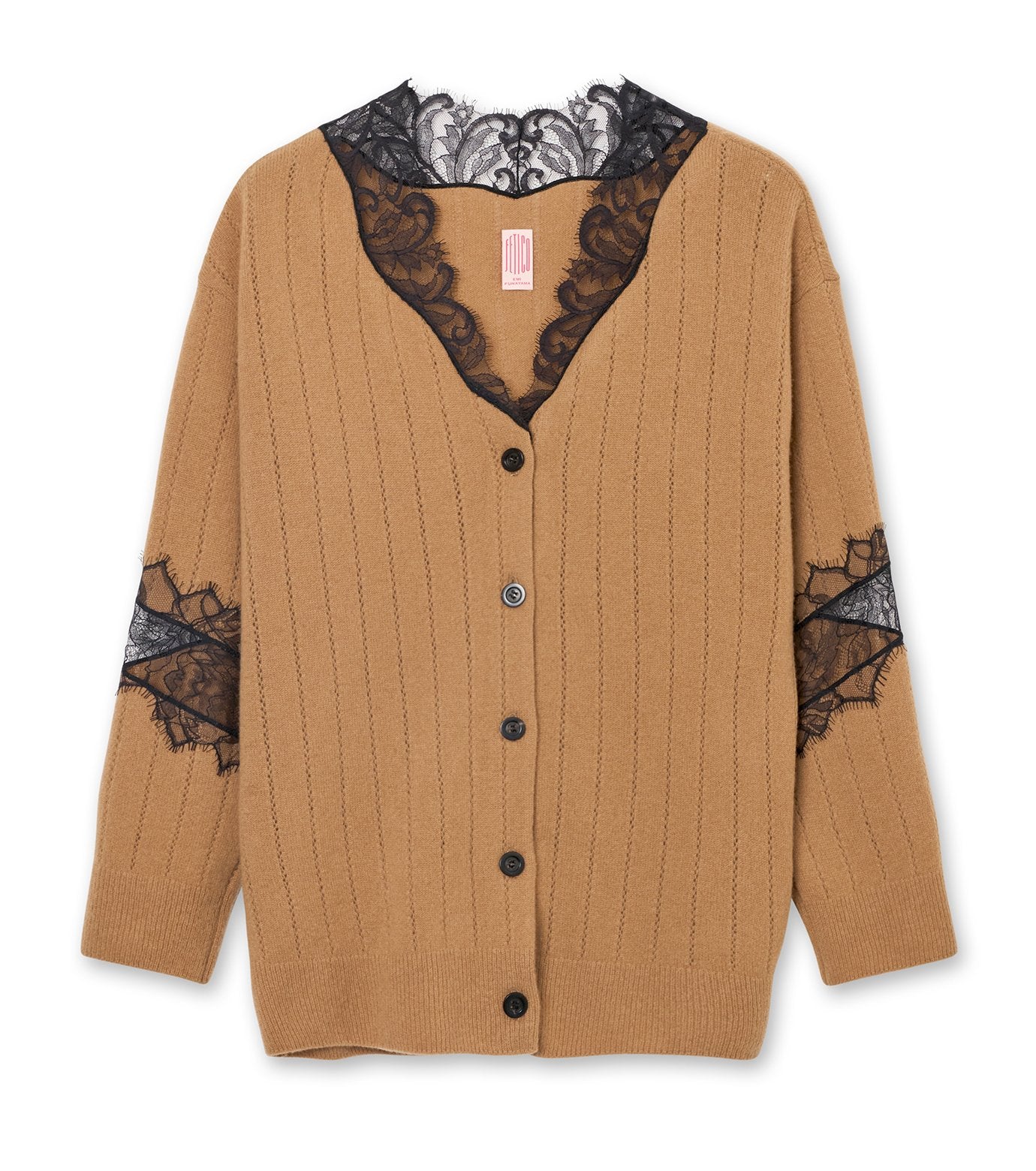 Oversized Hairly Lace Paneled Knit