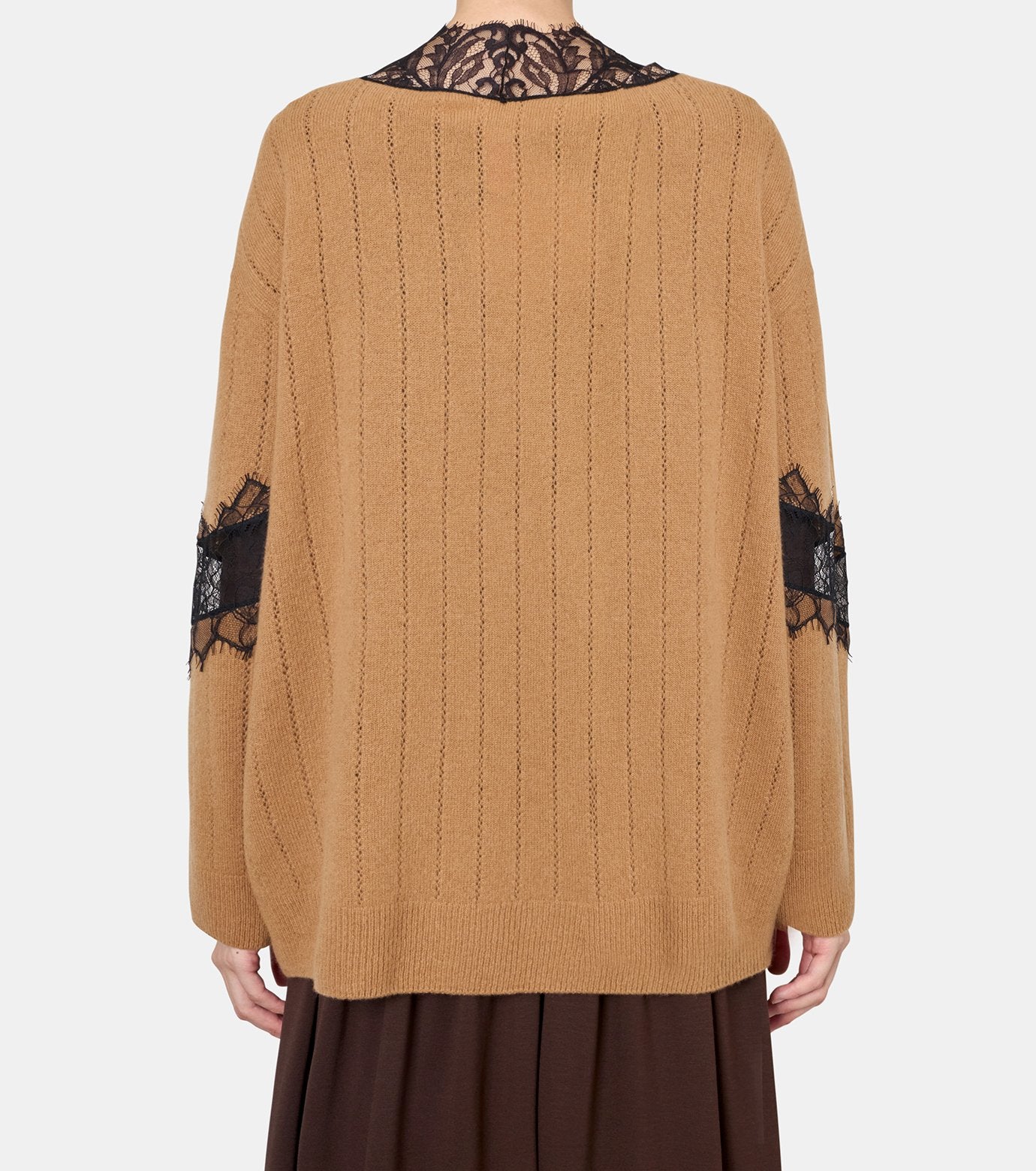 Oversized Hairly Lace Paneled Knit