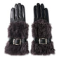 Wool Boa Trim Leathe Gloves