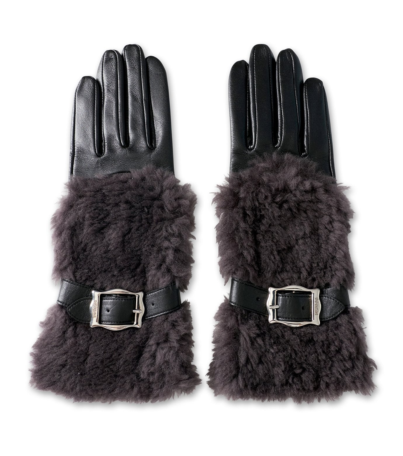 Wool Boa Trim Leathe Gloves