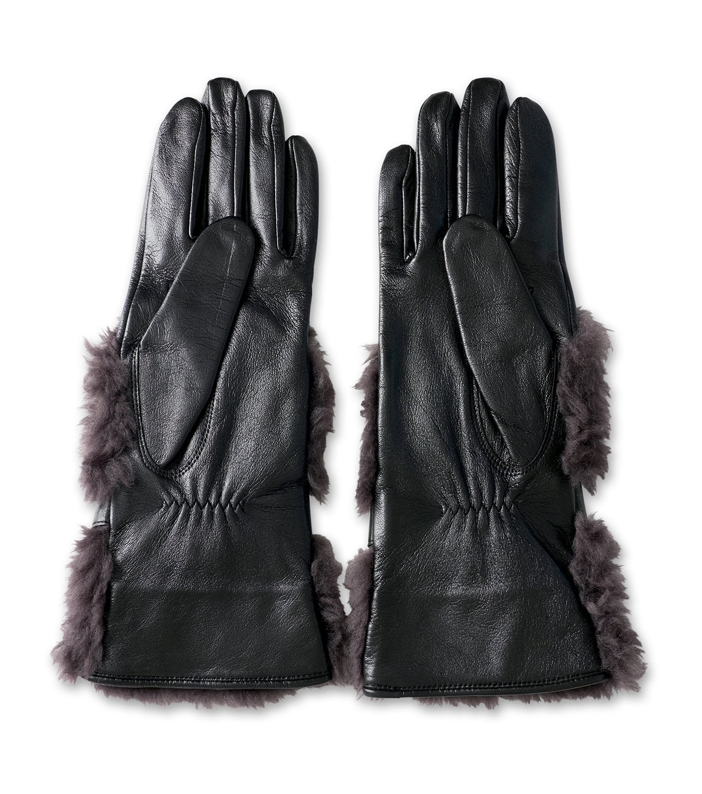Wool Boa Trim Leathe Gloves
