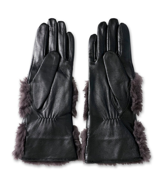Wool Boa Trim Leathe Gloves