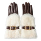 Wool Boa Trim Leathe Gloves
