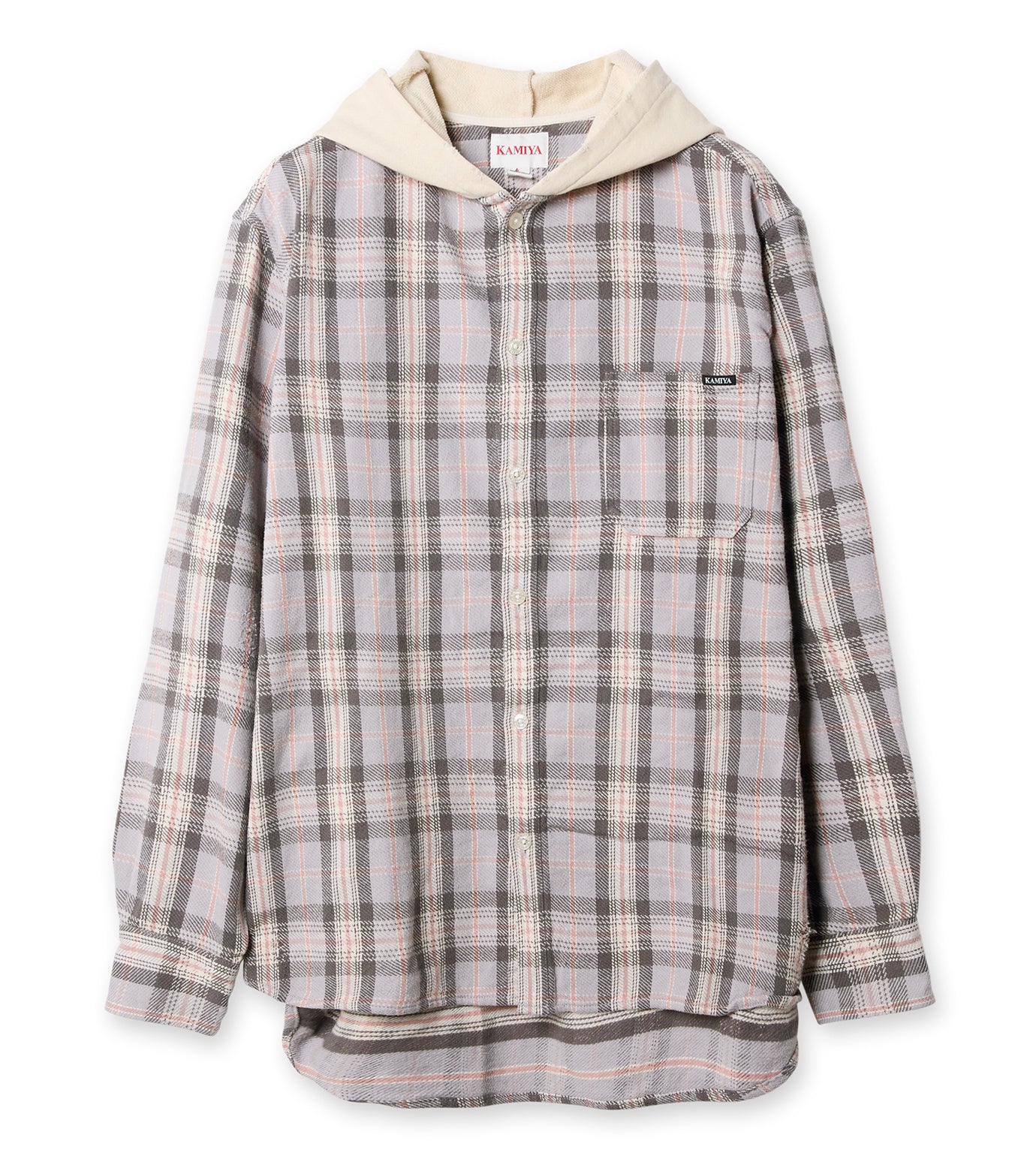 Distressed Check Shirt Hoodie