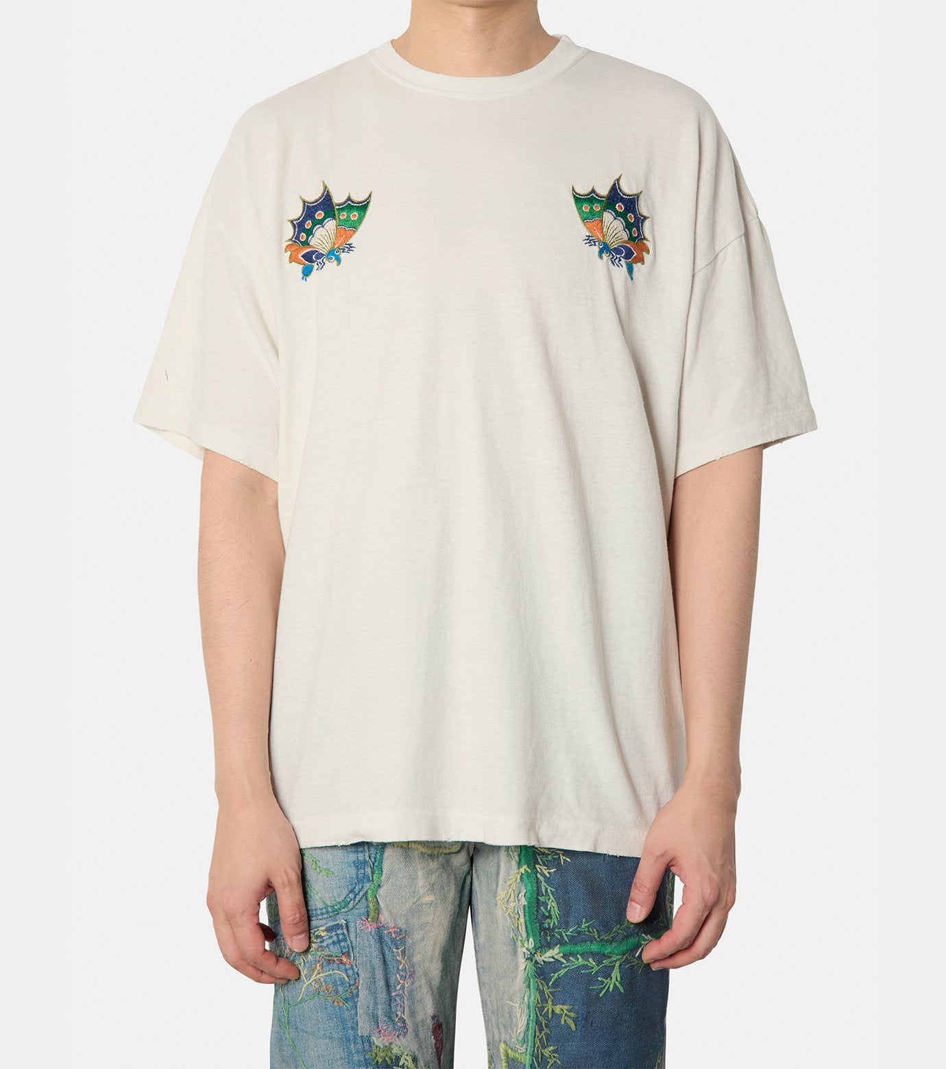 “AGEHA” Embroidery Distressed Tee
