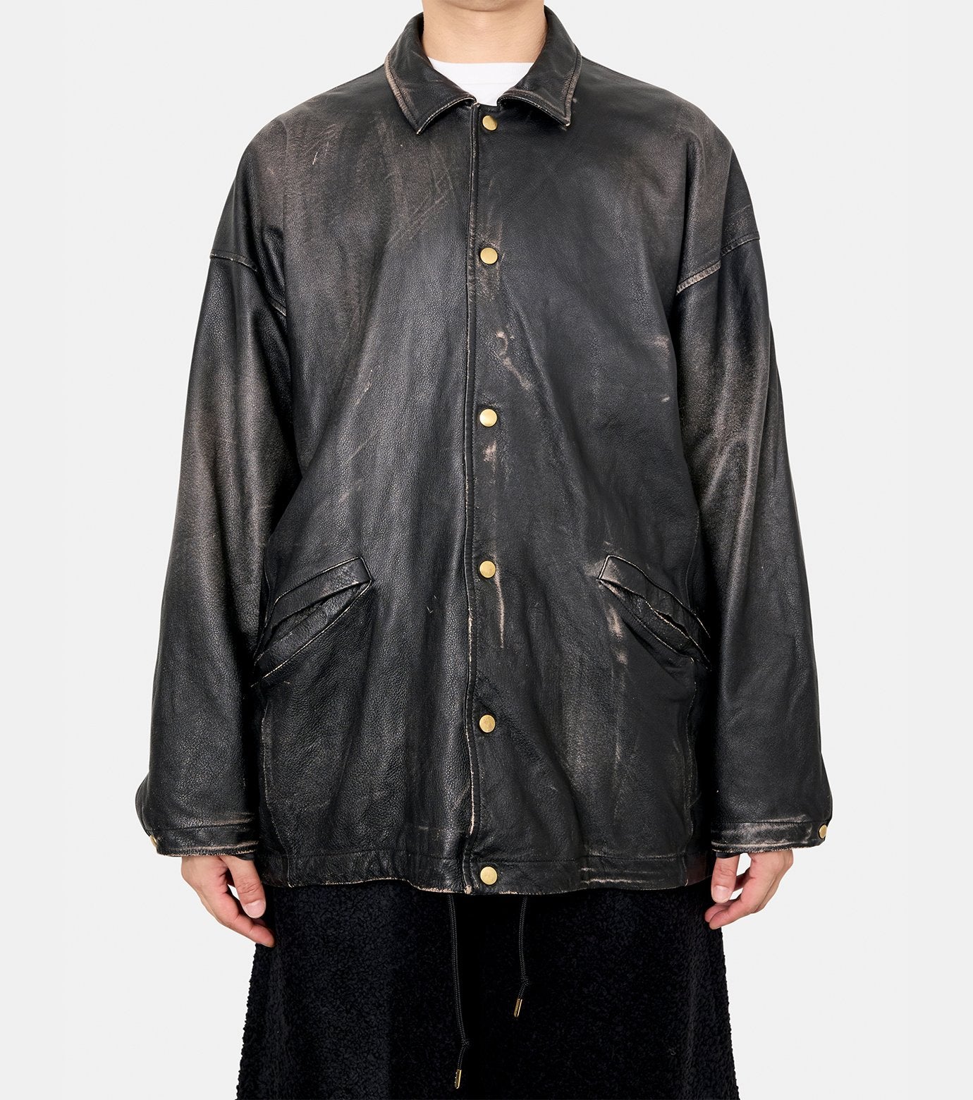 Distressed Leather Coach Jacket