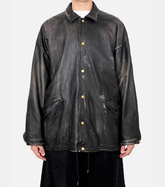 Distressed Leather Coach Jacket