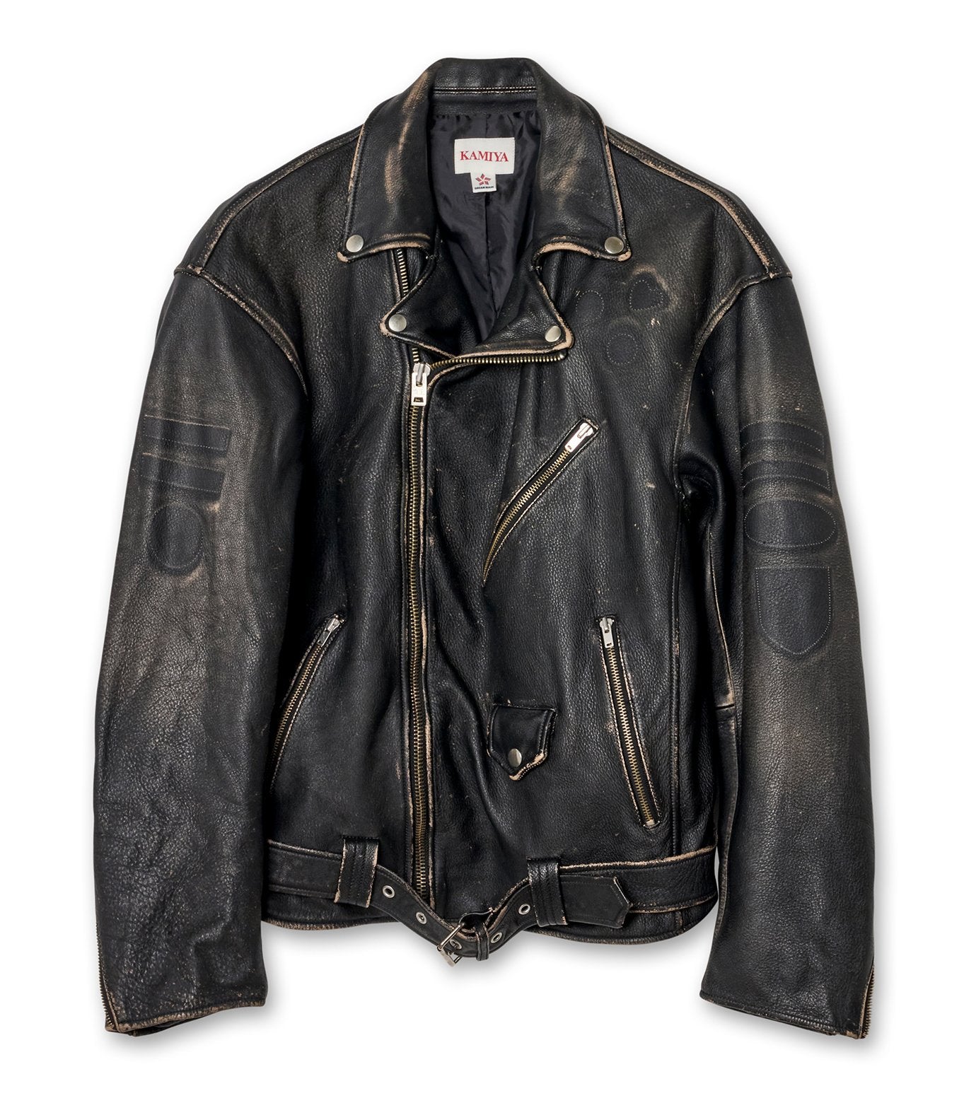 Distressed Leather Biker Jacket