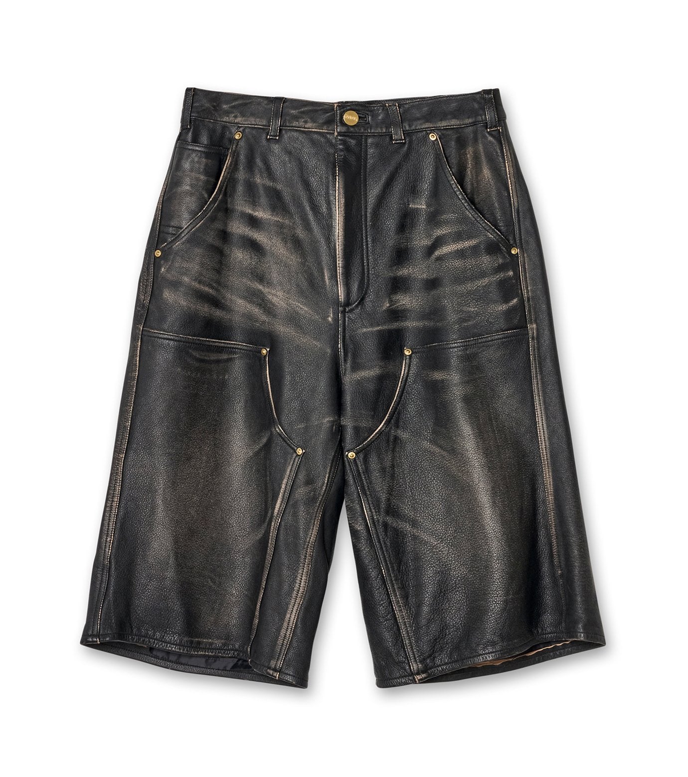 Distressed Leather Painter Shorts