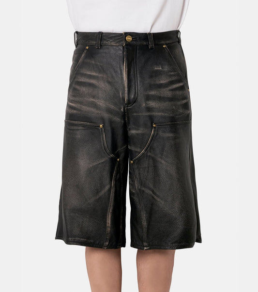 Distressed Leather Painter Shorts
