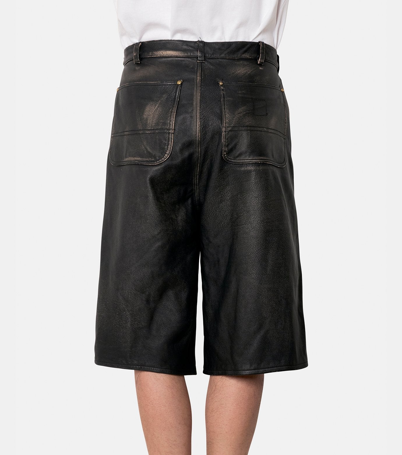 Distressed Leather Painter Shorts