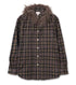 Fur Trimmed Hooded Check Shit