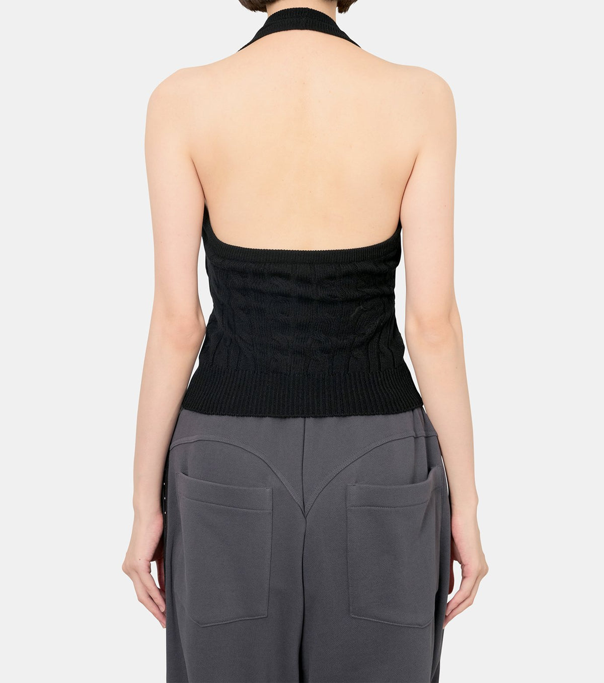 Halter-Neck Cable Knit Vest
