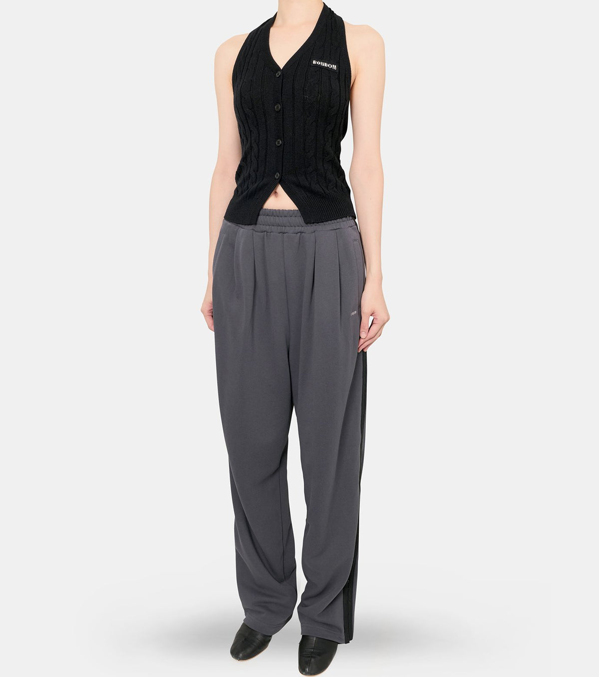 Halter-Neck Cable Knit Vest