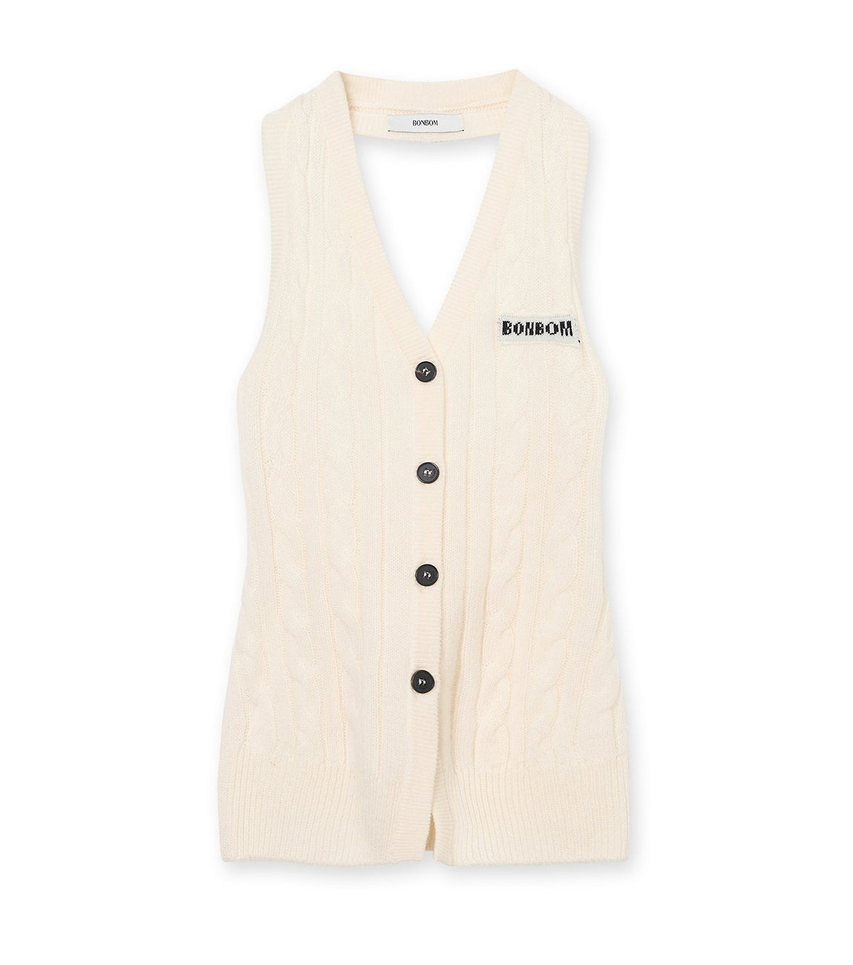 Halter-Neck Cable Knit Vest
