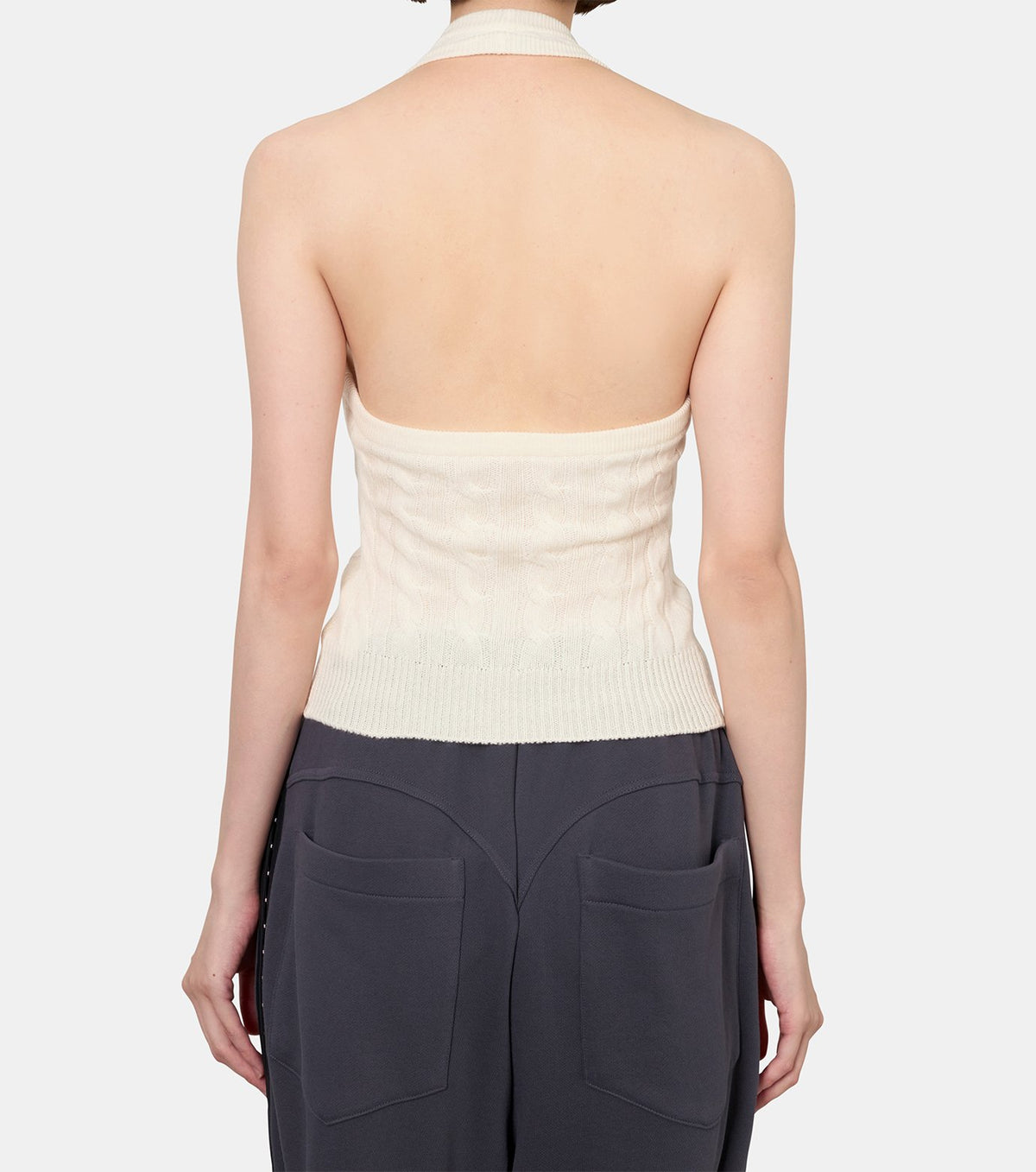 Halter-Neck Cable Knit Vest