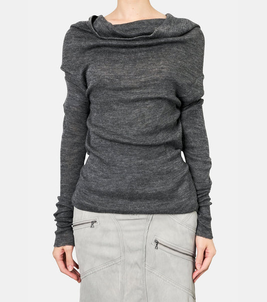 Baby Alpaca Draped Knit Top