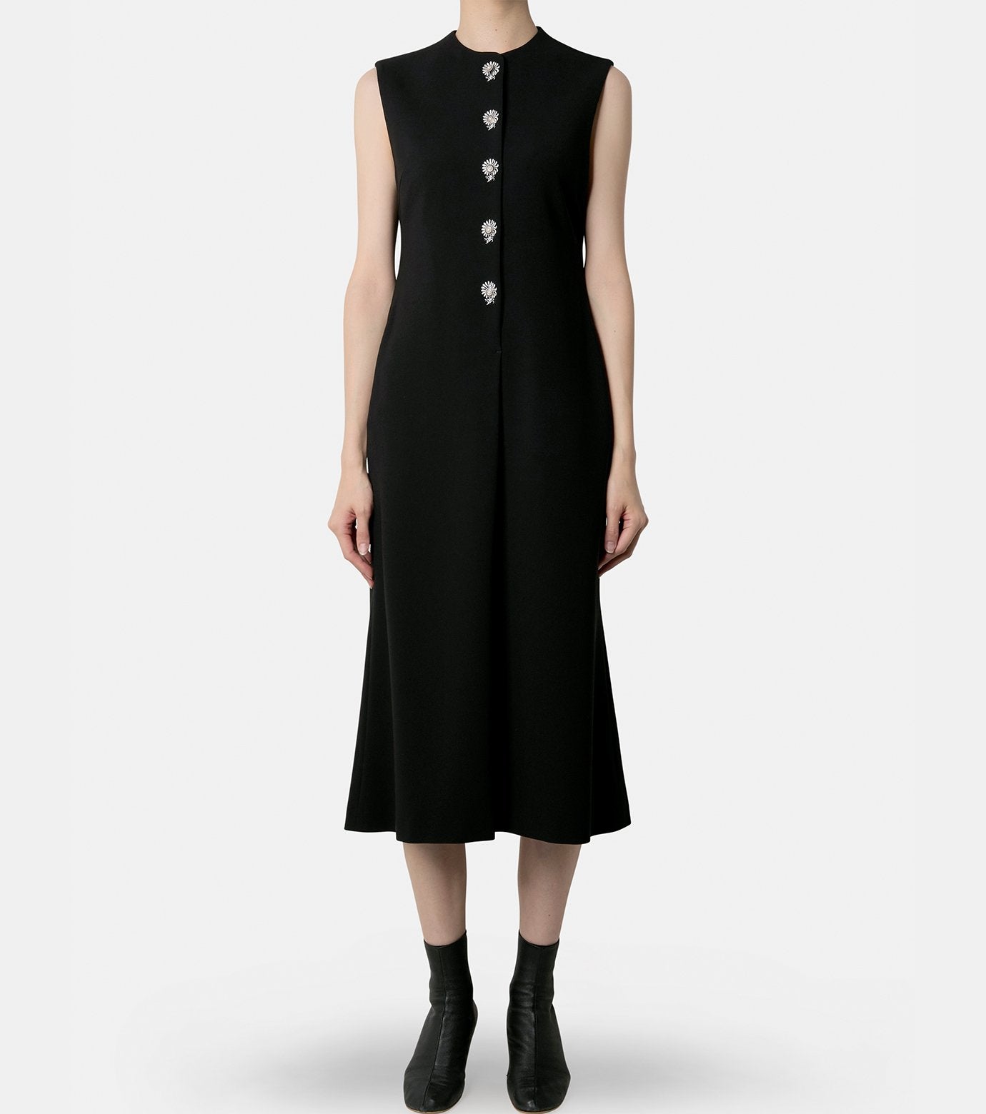 Flower Button Emb Sless Dress