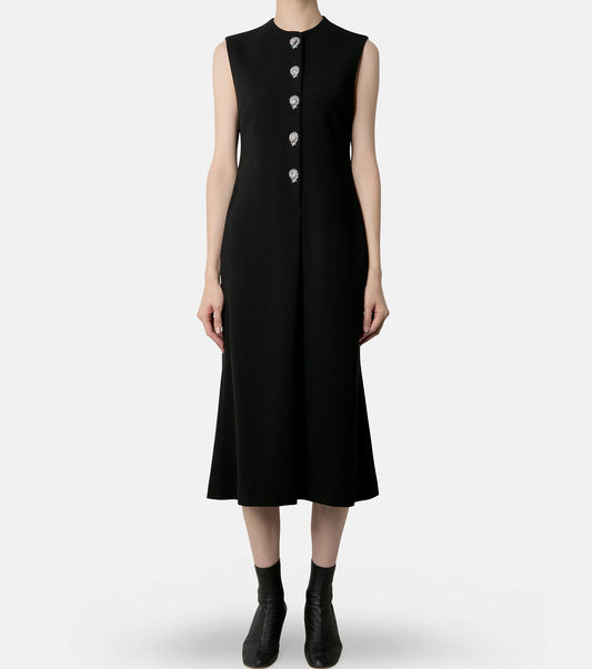 Flower Button Emb Sless Dress