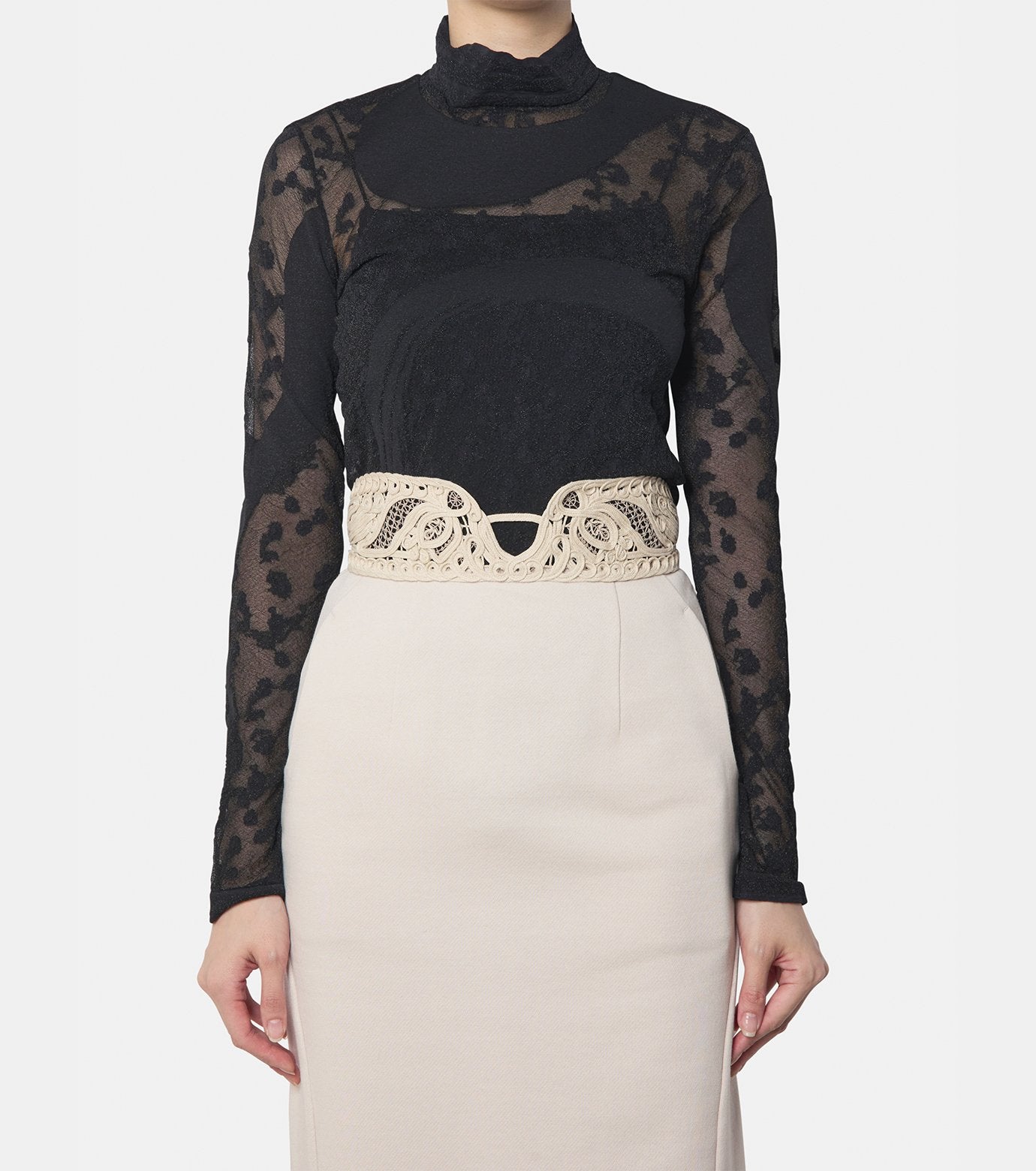 Sheer Knit Highneck Top