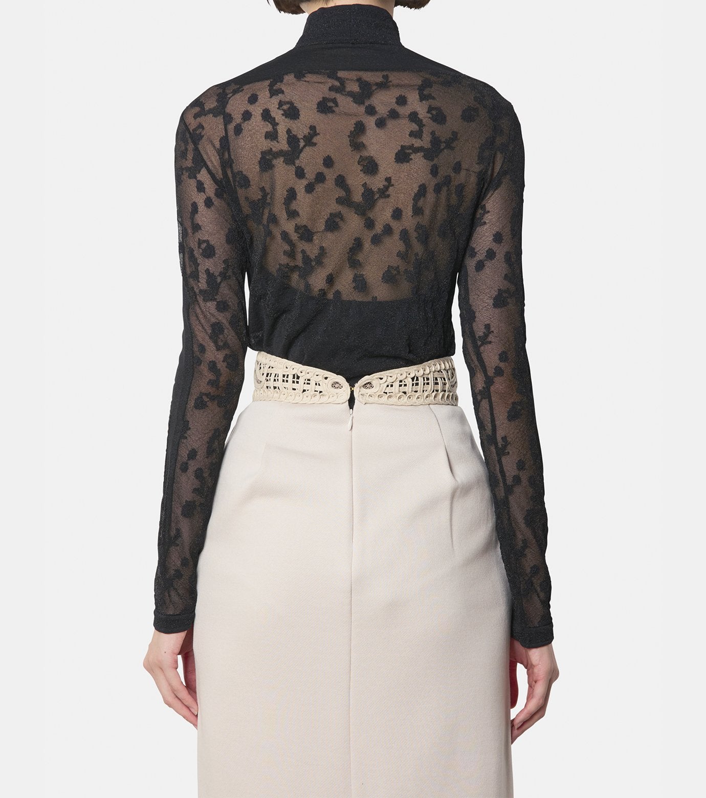 Sheer Knit Highneck Top