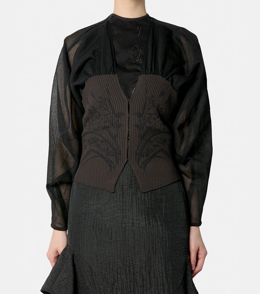 Sheer Lantern Shape Cardigan