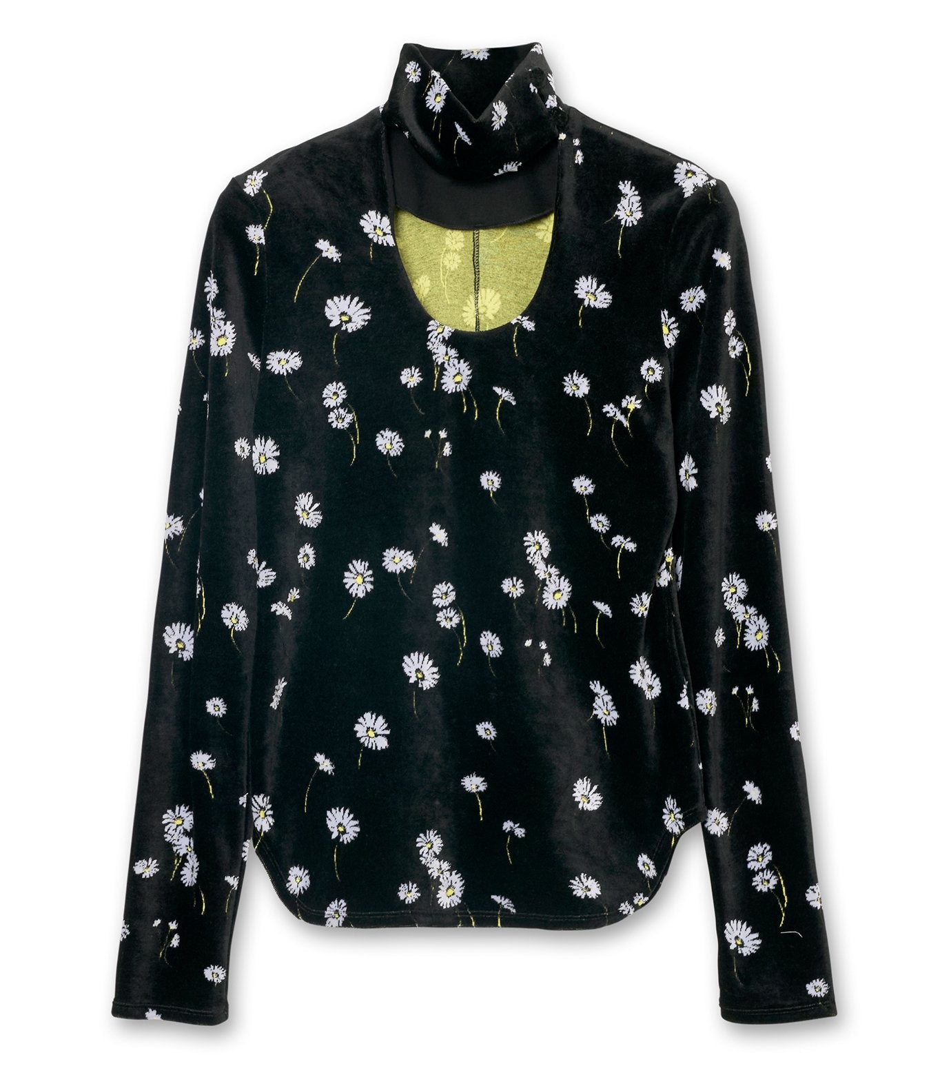 Velour Jersey Floral High Neck Top