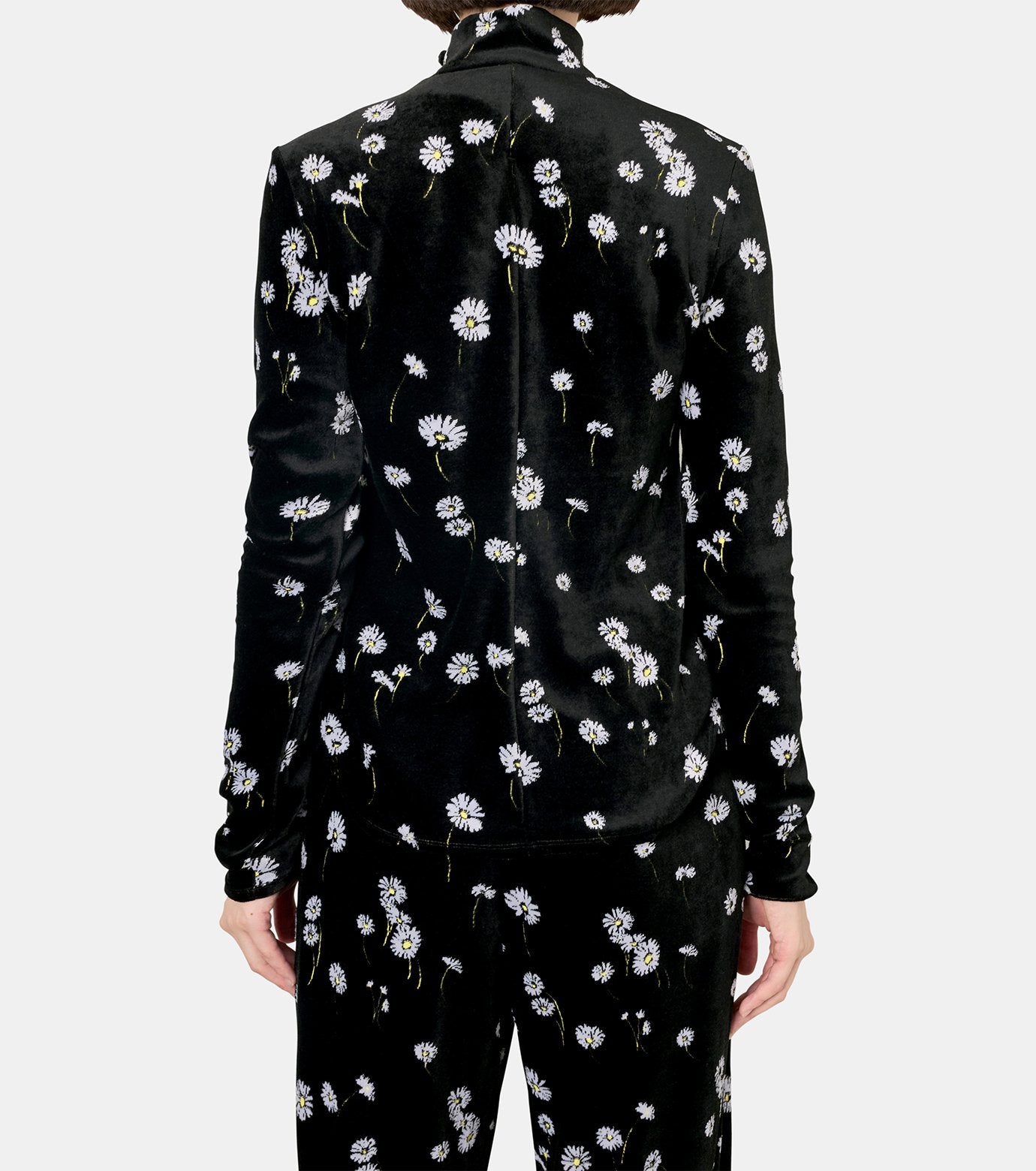 Velour Jersey Floral High Neck Top