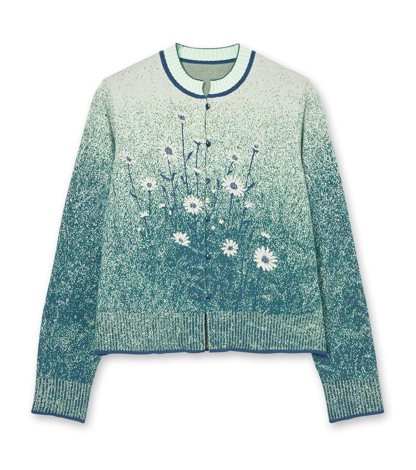 Floral Jqd Graphic Knit Cardigan