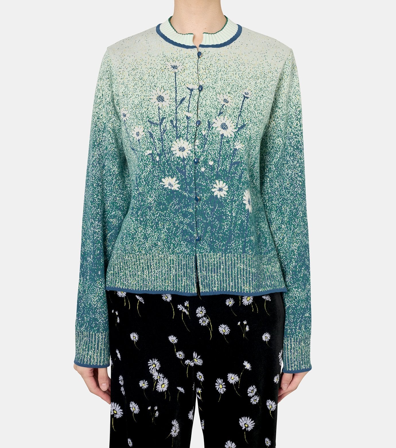 Floral Jqd Graphic Knit Cardigan