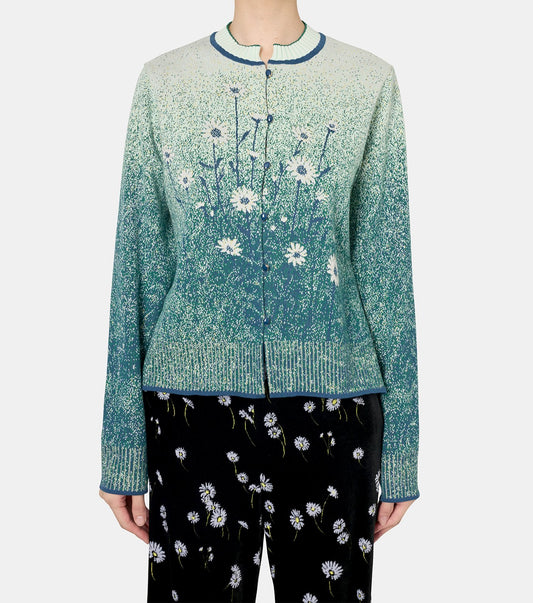 Floral Jqd Graphic Knit Cardigan