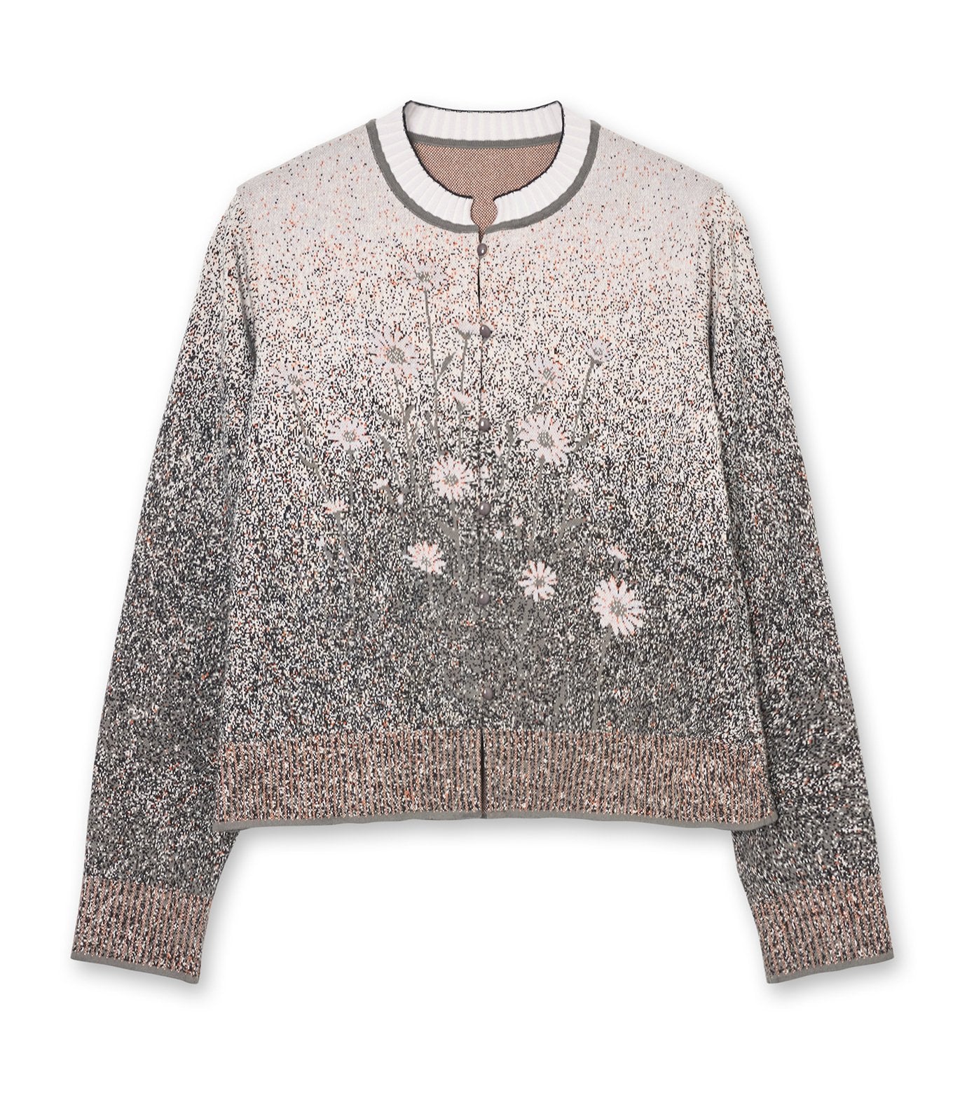 Floral Jqd Graphic Knit Cardigan