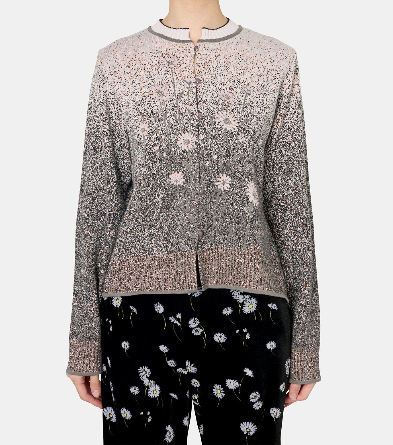 Floral Jqd Graphic Knit Cardigan