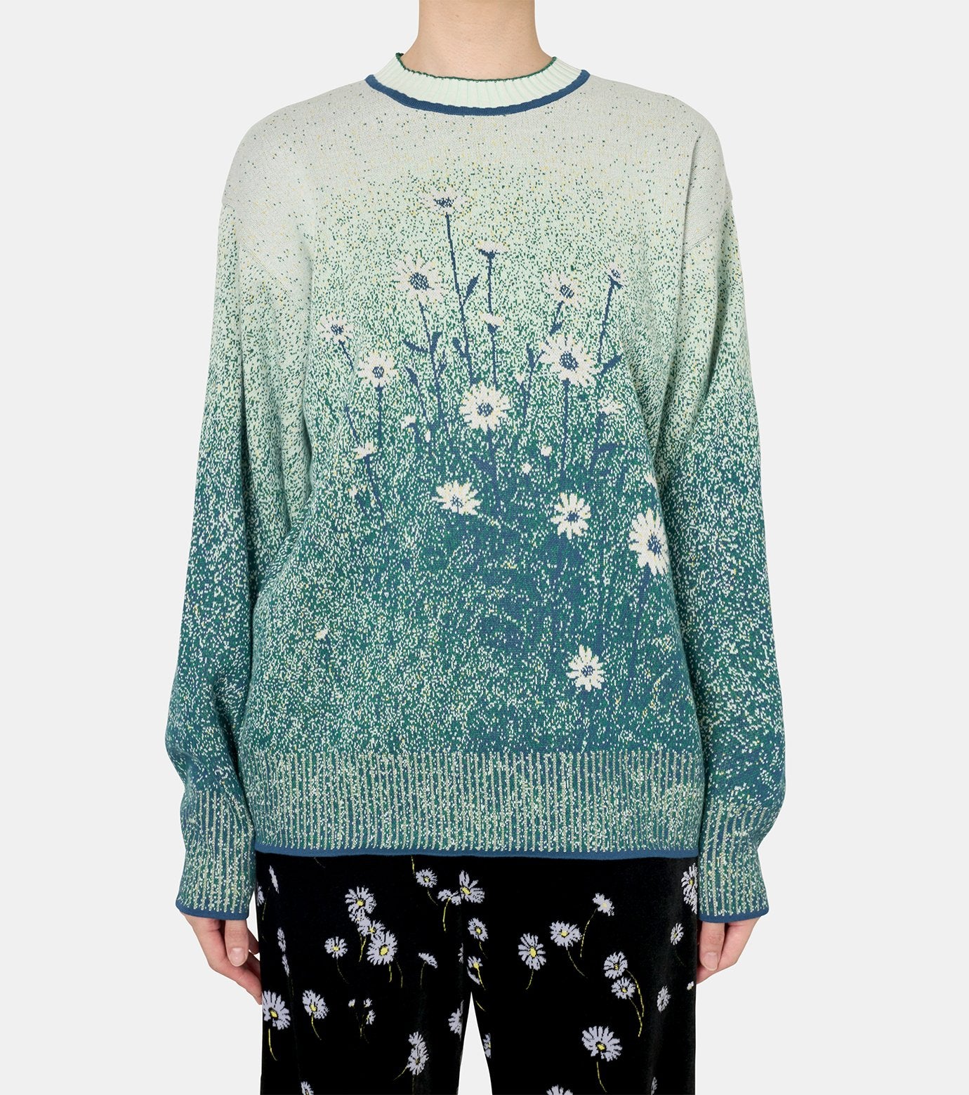 Floral Jqd Graphic Knit Top