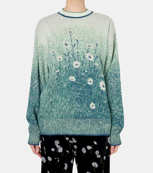 Floral Jqd Graphic Knit Top