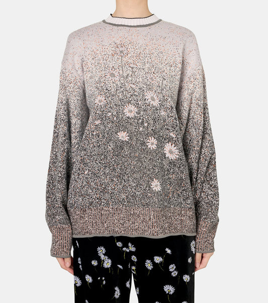 Floral Jqd Graphic Knit Top