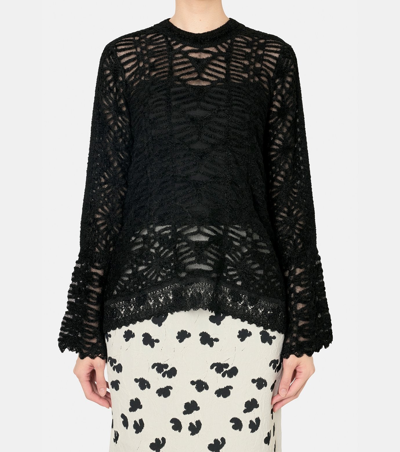 Sheer Jqd Mole Knit Top