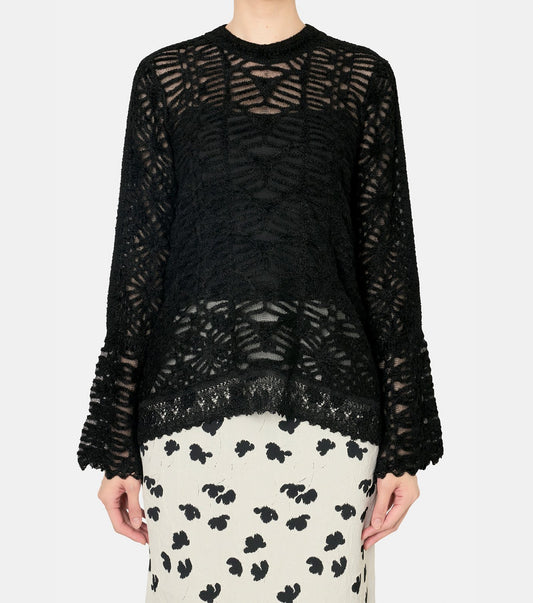 Sheer Jqd Mole Knit Top