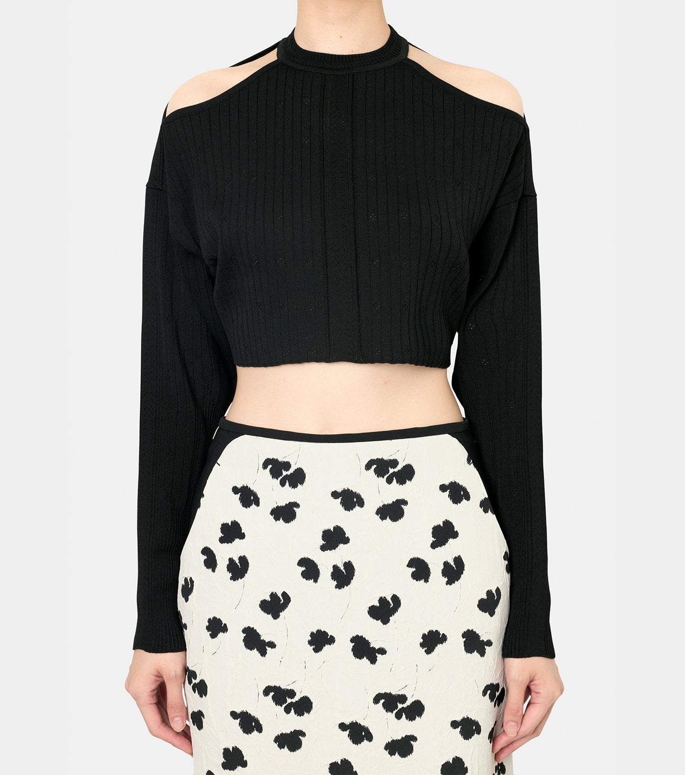 Ribbed Eyelet Knit LS Top